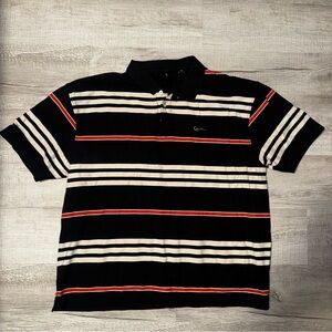 Karl Kani Gold Polo Shirt Men's 4XL Black Orange Tan White Striped Short Sleeve